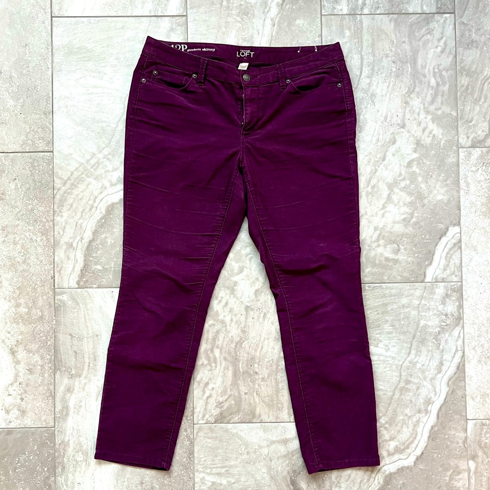 Loft skinny corduroy purple jeans. Size 12p